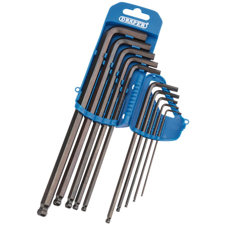 DRAPER Extra Long 10 piece Metric Hexagon and Ball End Hexagon Key Set: Model No.TBPL10M/B