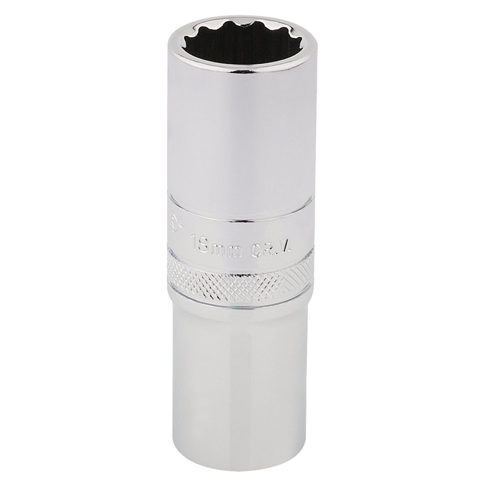 DRAPER 1/2" Square Drive Hi-Torq 12 Point Deep Socket (18mm): Model No. HT-MM/B