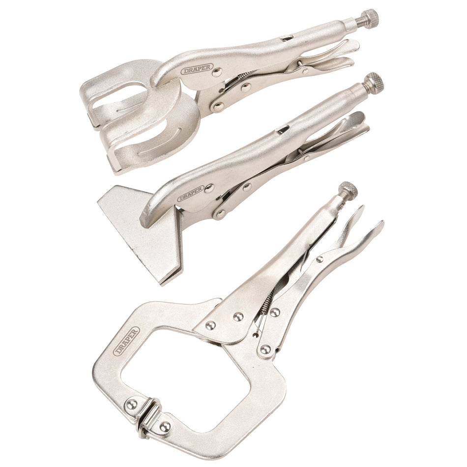 DRAPER 3 Piece Self Grip Clamp Kit: Model No.9013K
