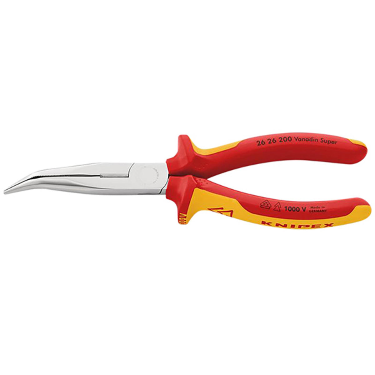 Knipex Angled Long Nose Pliers (200mm): Model No. 26 26 200SB