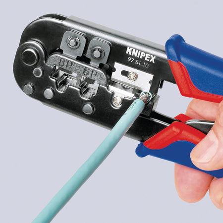 KNIPEX 97 51 10 SB Crimping Pliers for Western Plugs,190mm