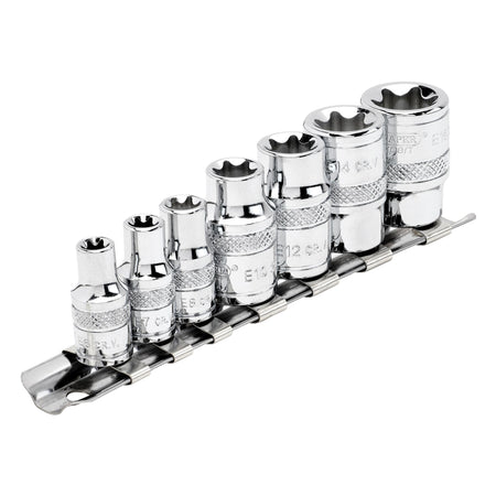 DRAPER Set of Draper TX-STAR Sockets on a Rail (7 Piece): Model No. BD7TX/B