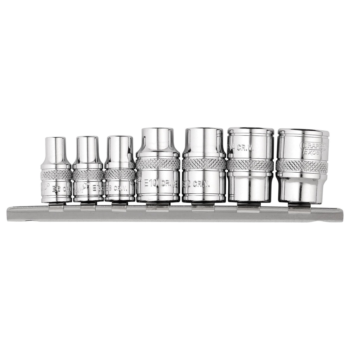 DRAPER Set of Draper TX-STAR Sockets on a Rail (7 Piece): Model No. BD7TX/B