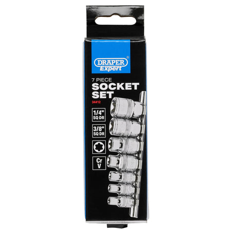 DRAPER Set of Draper TX-STAR Sockets on a Rail (7 Piece): Model No. BD7TX/B