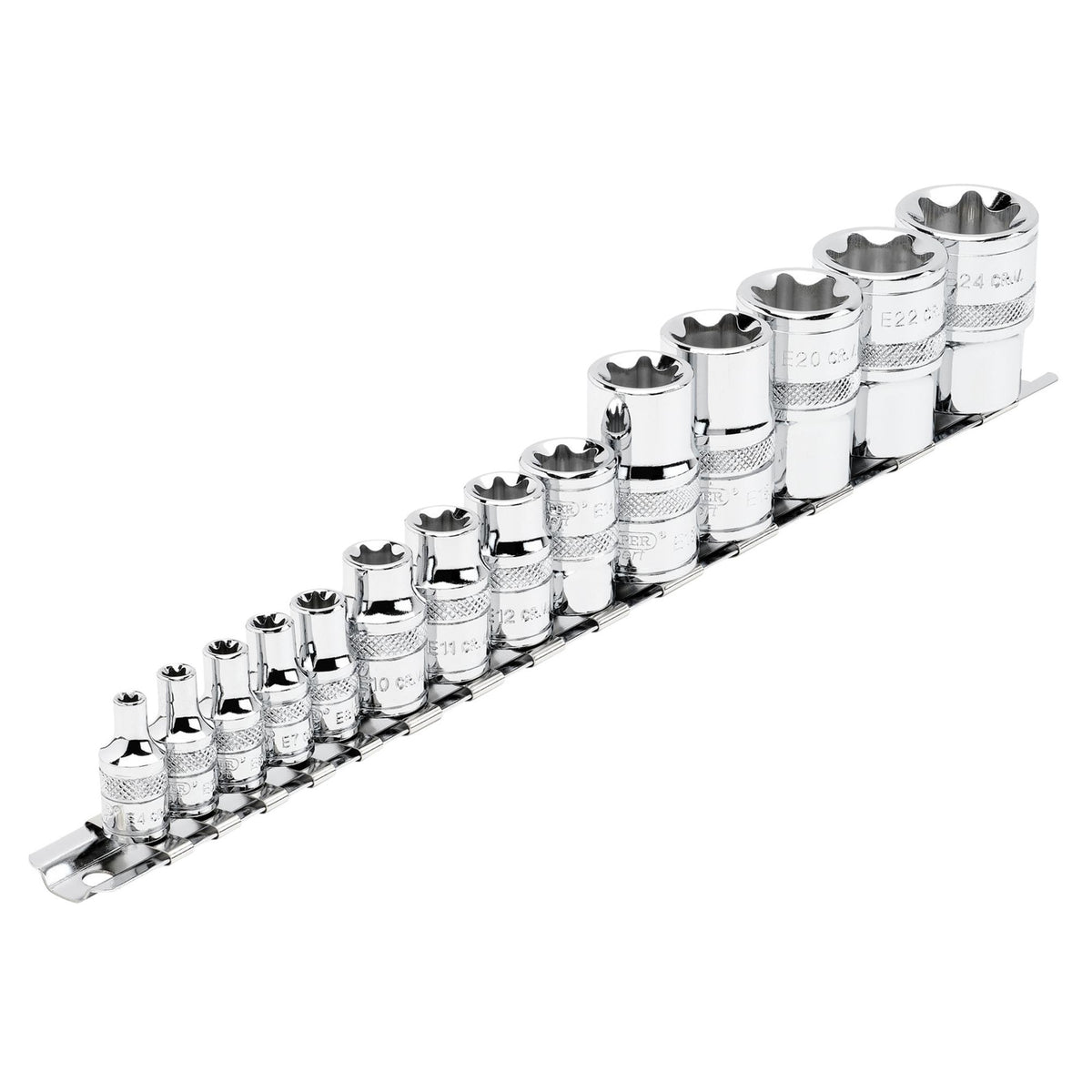 DRAPER 1/4, 3/8, 1/2" Sq. Dr. Draper TX-STAR Socket Set (14 Piece): Model No. BDH14TX/B