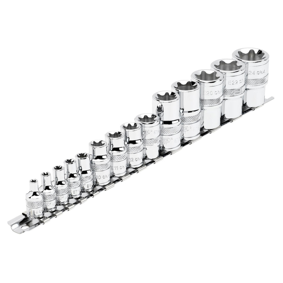 DRAPER 1/4, 3/8, 1/2" Sq. Dr. Draper TX-STAR Socket Set (14 Piece): Model No. BDH14TX/B