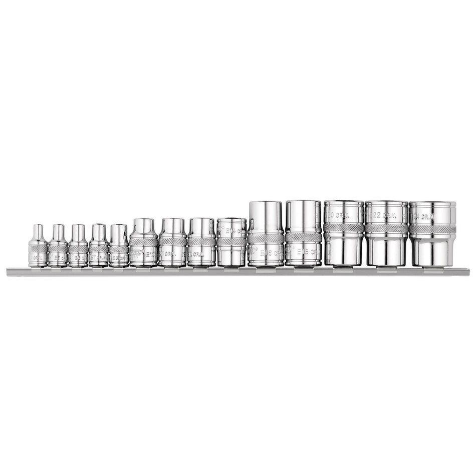 DRAPER 1/4, 3/8, 1/2" Sq. Dr. Draper TX-STAR Socket Set (14 Piece): Model No. BDH14TX/B