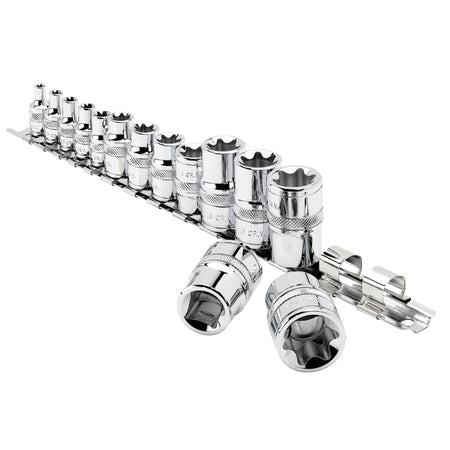 DRAPER 1/4, 3/8, 1/2" Sq. Dr. Draper TX-STAR Socket Set (14 Piece): Model No. BDH14TX/B