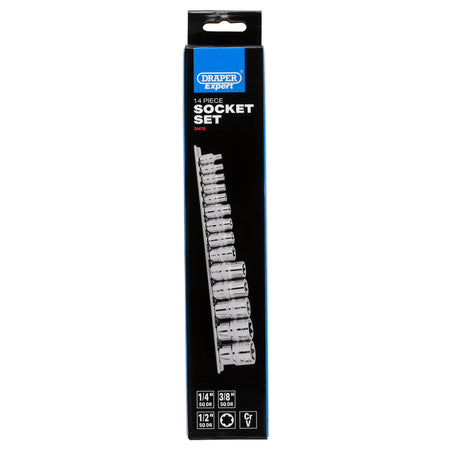 DRAPER 1/4, 3/8, 1/2" Sq. Dr. Draper TX-STAR Socket Set (14 Piece): Model No. BDH14TX/B