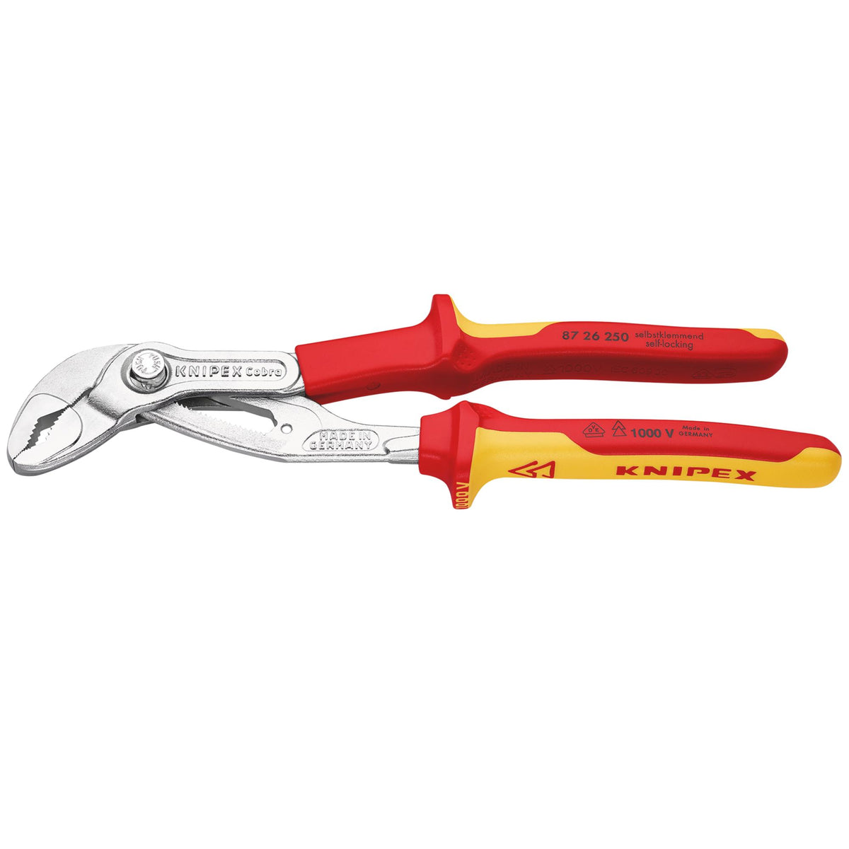 Knipex 250mm VDE Cobra® Chrome Waterpump Pliers : Model No.87 26 250