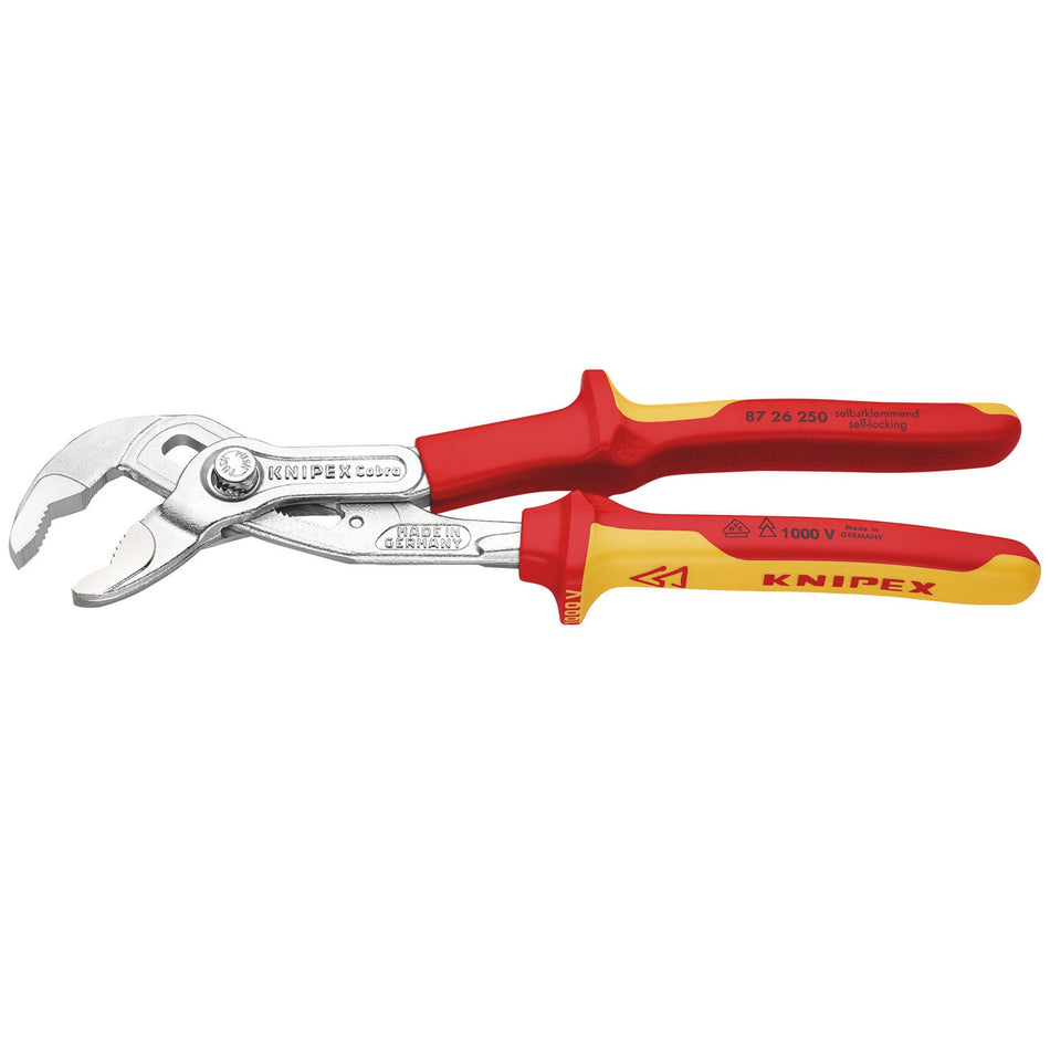 Knipex 250mm VDE Cobra® Chrome Waterpump Pliers : Model No.87 26 250