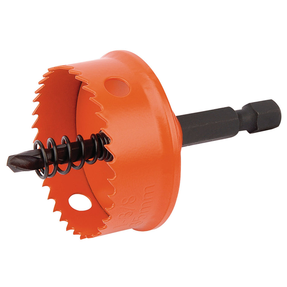 DRAPER Expert 35mm Bi-Metal Hole Saw with Integrated Arbor: Model No.HHSP