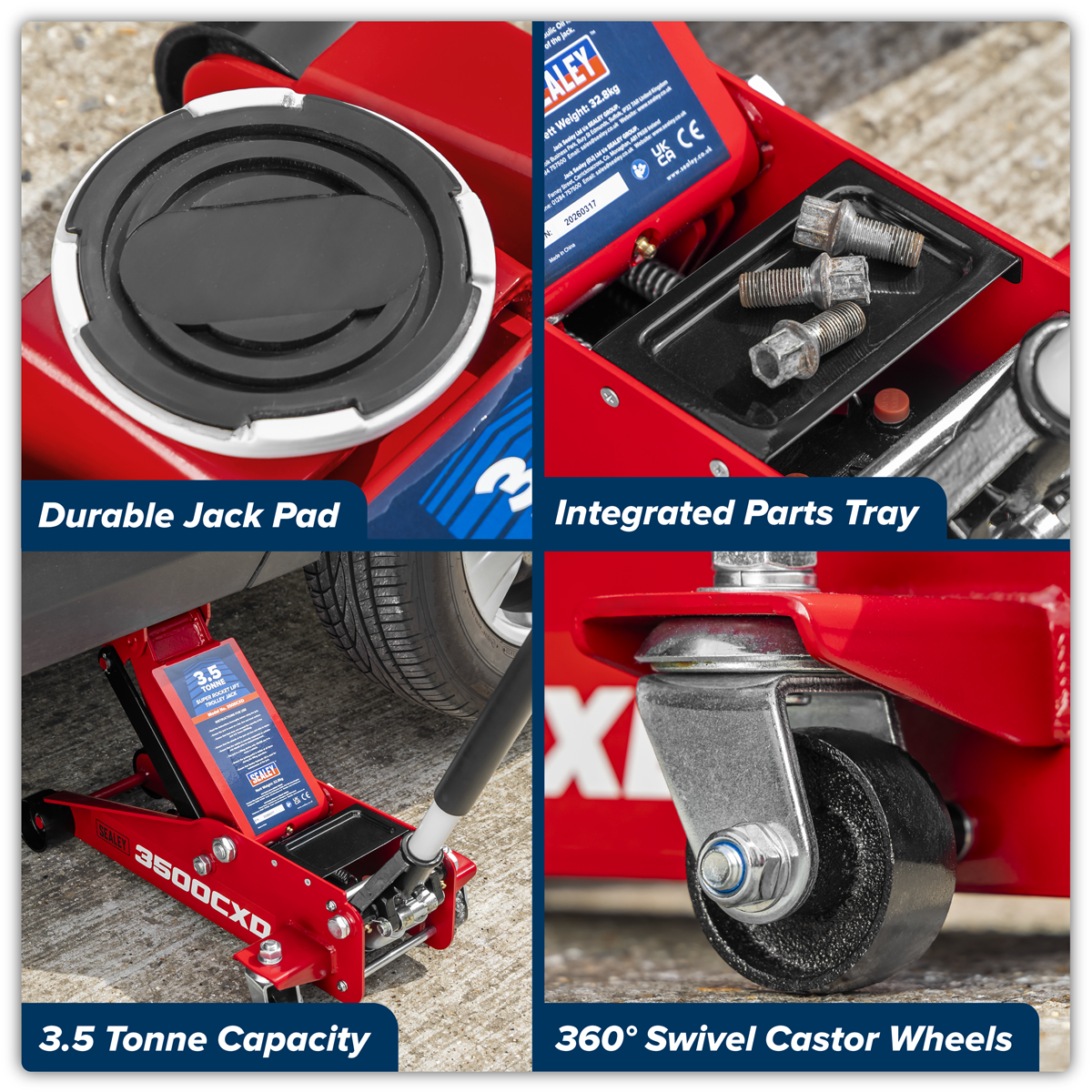 Sealey Trolley Jack with Super Rocket Lift 3.5 Tonne Model No-3500CXD