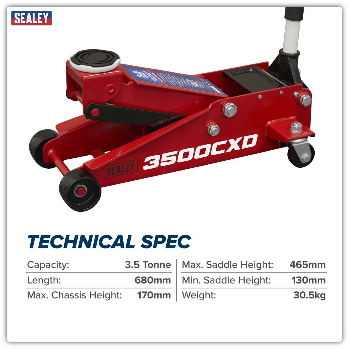 Sealey Trolley Jack with Super Rocket Lift 3.5 Tonne Model No-3500CXD