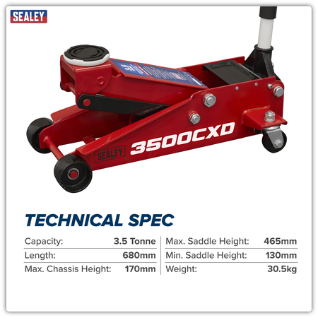 Sealey Trolley Jack with Super Rocket Lift 3.5 Tonne Model No-3500CXD