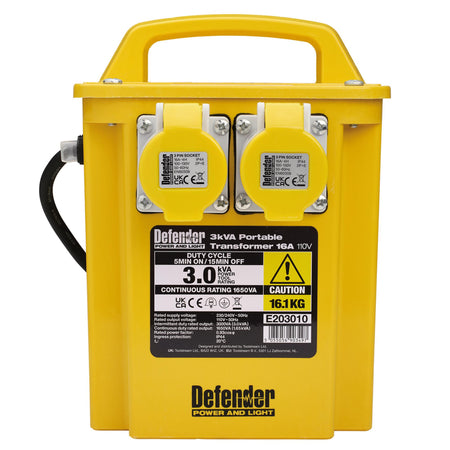 Defender E203010 110V 3kVA Portable Transformer, 16A