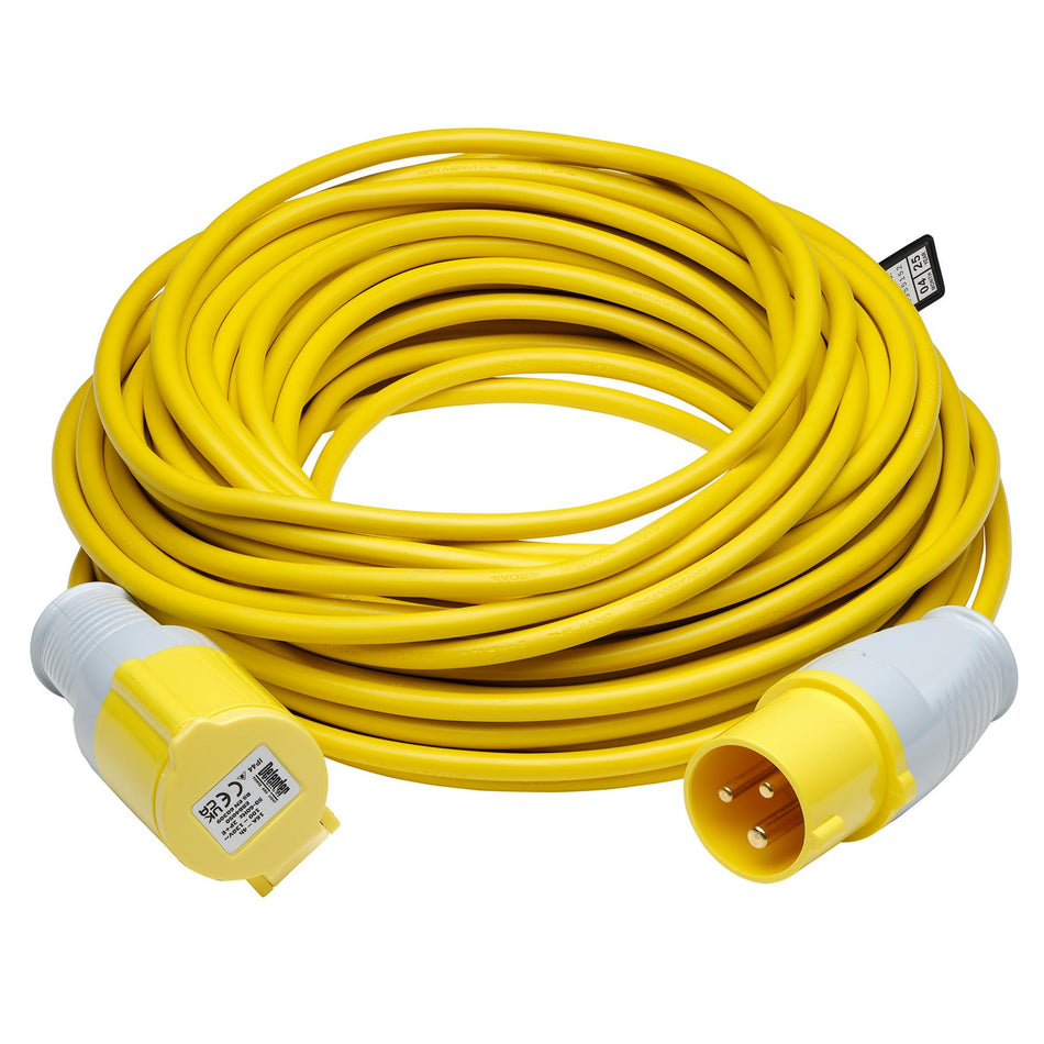 Defender E85230 110V Extension Lead, Yellow, 1.5mm², 16A, 25m