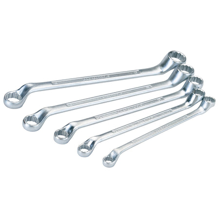 DRAPER 5 Piece Cranked Metric Ring Spanner Set: Model No.7102/5/MM