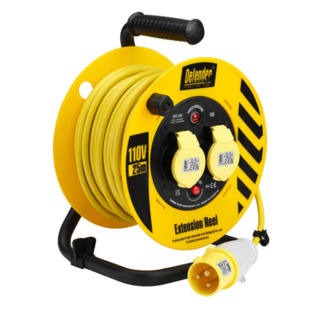 Defender E86450 110V Industrial Cable Reel, 1.5mm², 16A, 25m