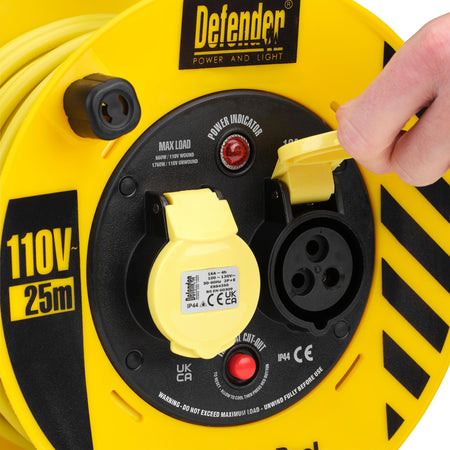 Defender E86450 110V Industrial Cable Reel, 1.5mm², 16A, 25m