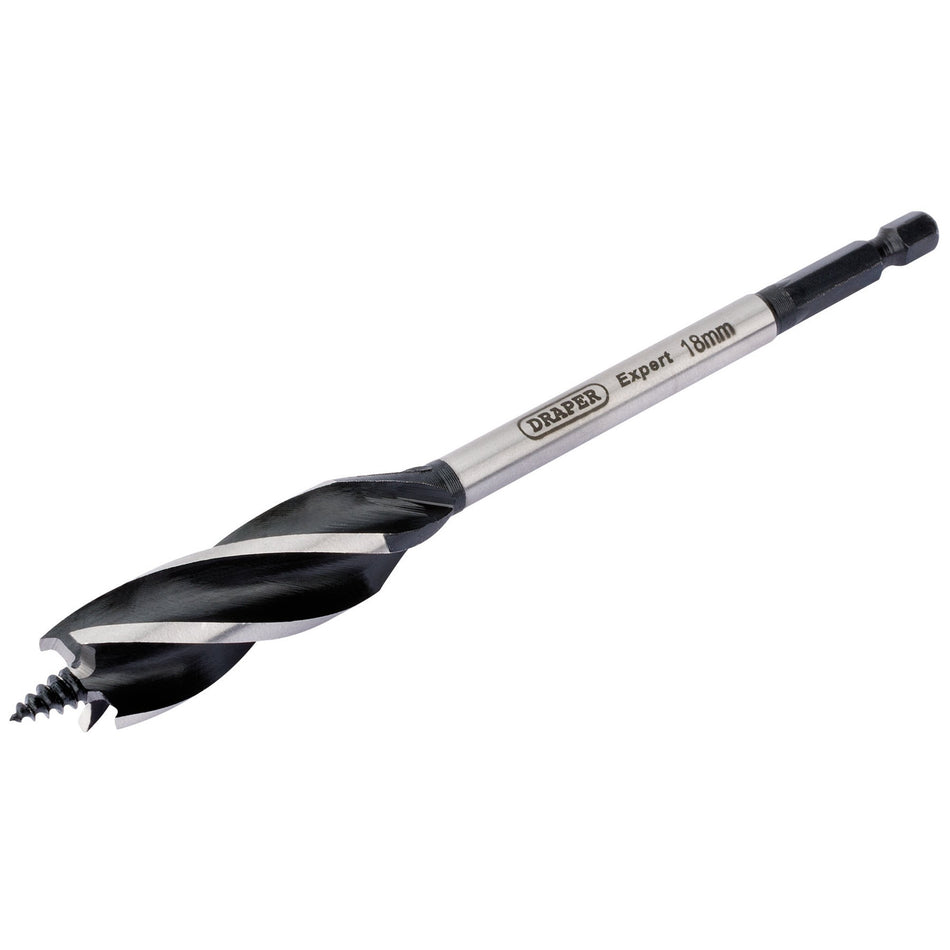 DRAPER Expert 4 Fluted 18 x 165mm 'Vortex' Auger Bits: Model No.AB4F