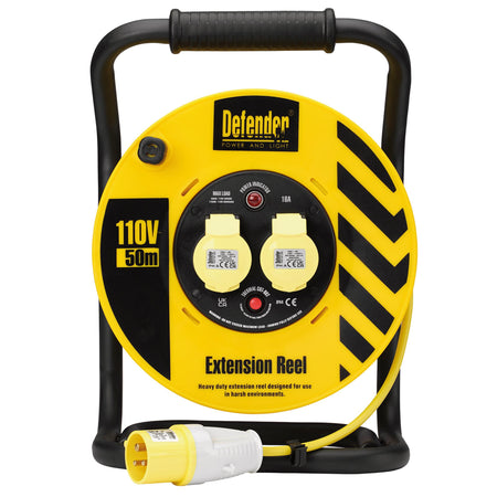 Defender E86500 110V Industrial Cable Reel, 1.5mm², 16A, 50m