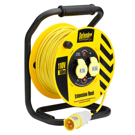 Defender E86500 110V Industrial Cable Reel, 1.5mm², 16A, 50m