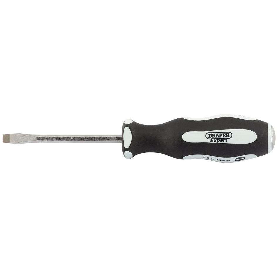 DRAPER Expert 'Pound Thru' Plain Slot 5.5 x 75mm Soft Grip Screwdrivers: Model No.996/PT
