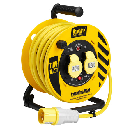 Defender E86455 110V Heavy Duty Industrial Cable Reel, 25m