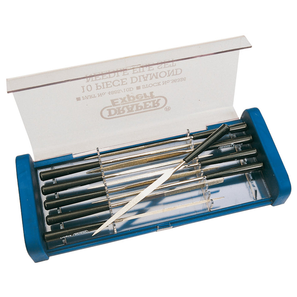 DRAPER Expert 10 Piece 140mm Diamond Needle File Set: Model No.4885/10D