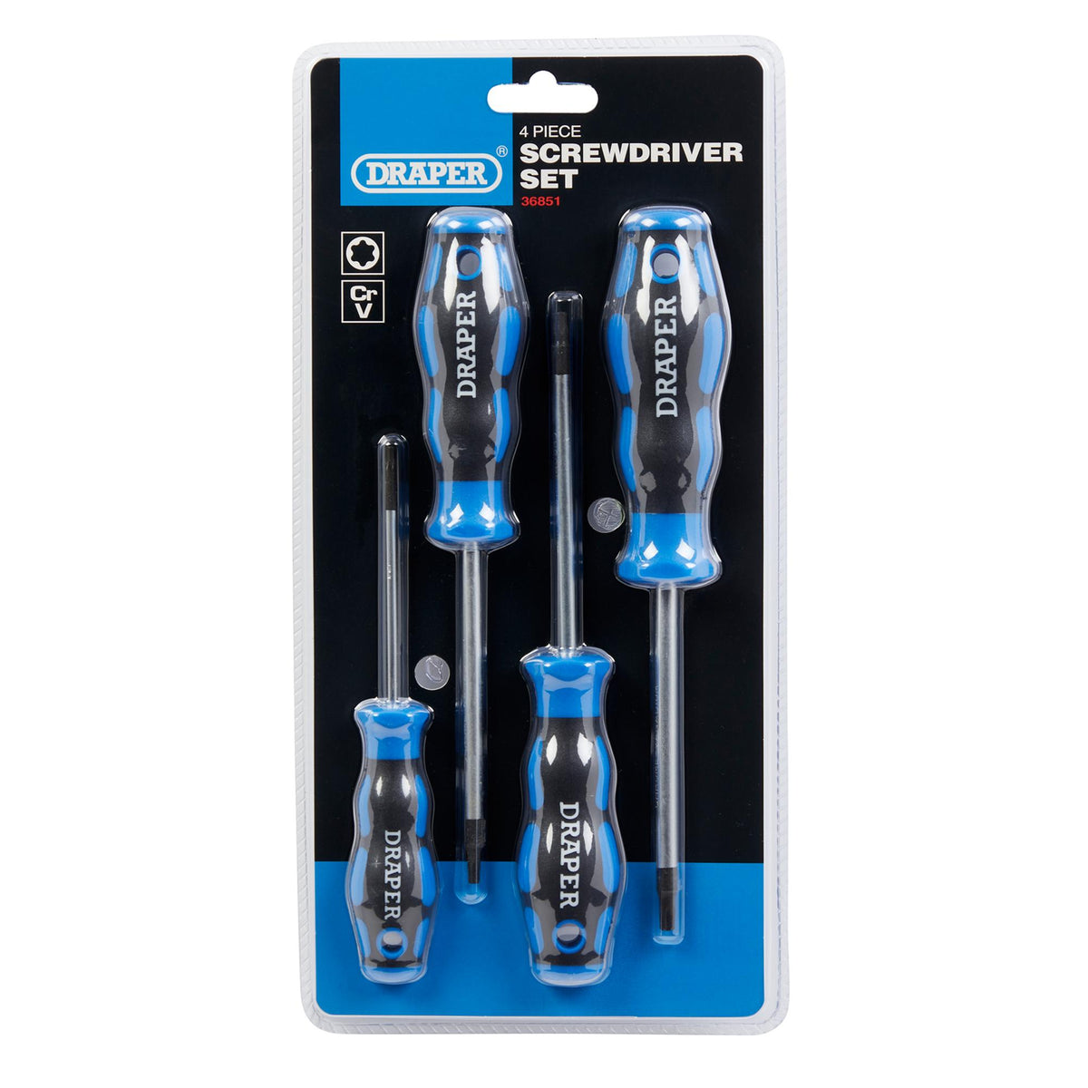 DRAPER 4 piece Soft Grip TX-STAR ; Screwdriver Set: Model No.865TX/4
