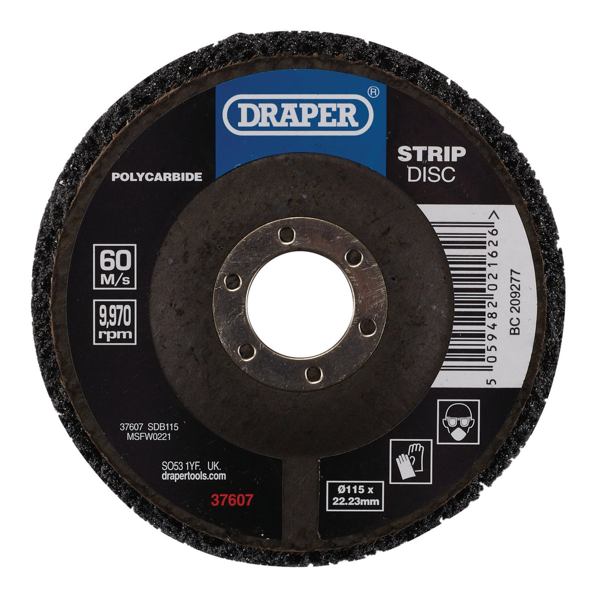 Polycarbide Strip Disc, 115mm, 22.23mm, 180 Grit, Black: Model No. SDB115