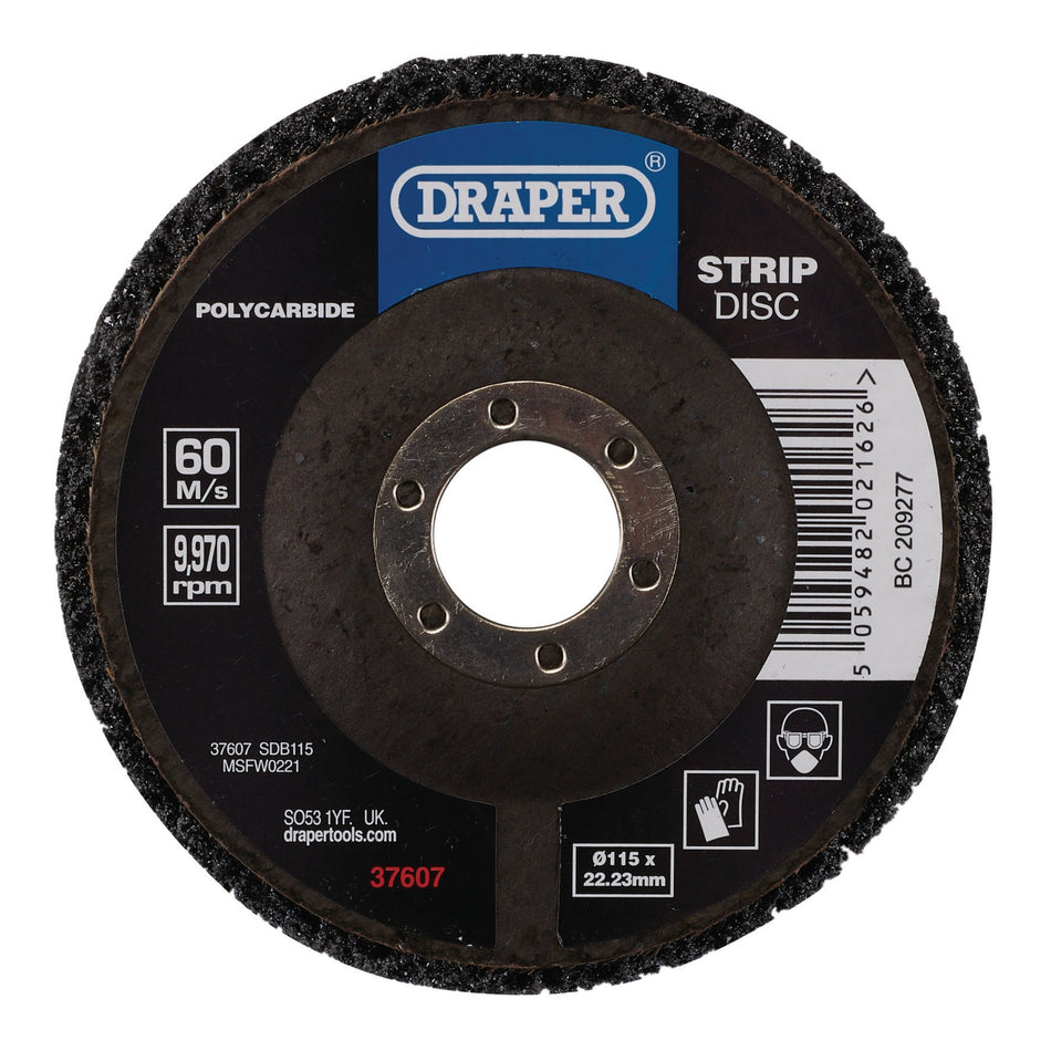 Polycarbide Strip Disc, 115mm, 22.23mm, 180 Grit, Black: Model No. SDB115