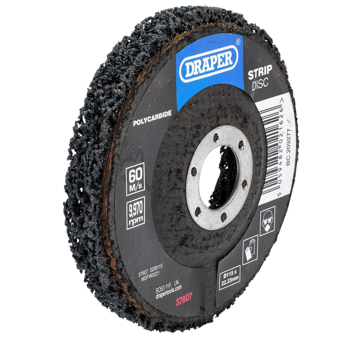 Polycarbide Strip Disc, 115mm, 22.23mm, 180 Grit, Black: Model No. SDB115