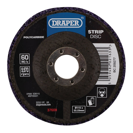 Polycarbide Strip Disc, 115mm, 22.23mm, 180 Grit, Purple: Model No. SDP115