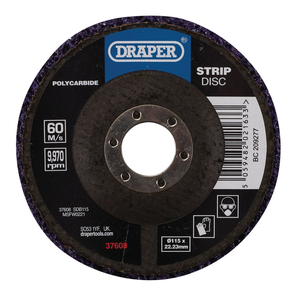 Polycarbide Strip Disc, 115mm, 22.23mm, 180 Grit, Purple: Model No. SDP115