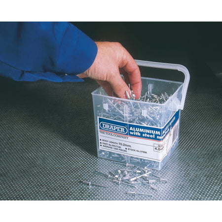 DRAPER Tub of 1200 (Approx) 4.0mm Diameter Blind Rivets: Model No.RIV/TUB