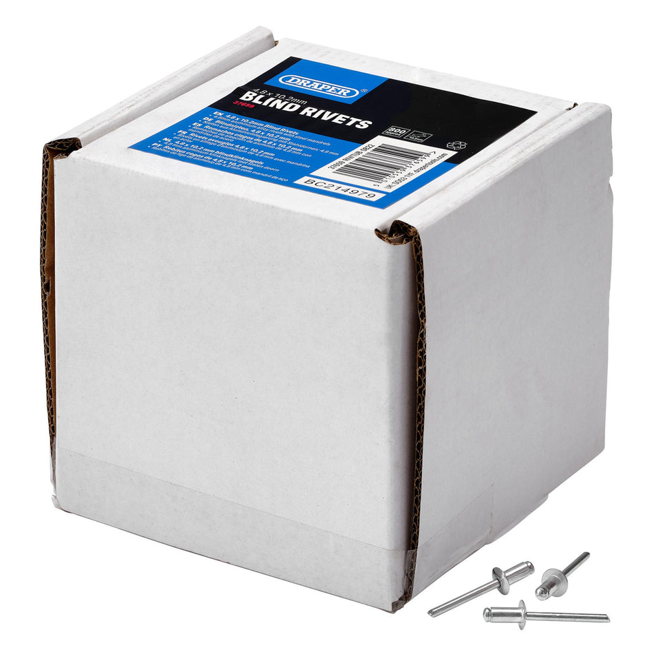 DRAPER Tub of 800 (Approx) 4.8mm Diameter Blind Rivets: Model No.RIV/TUB