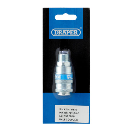 DRAPER 3/8in. Male Thread PCL Tapered Airflow Coupling: Model No.A21EM02 PACKED