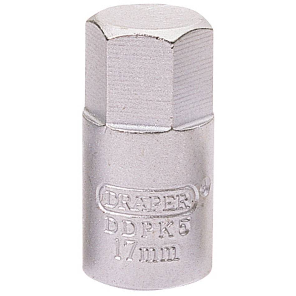 DRAPER 17mm Hexagon 3/8 Square Drive Drain Plug Key: Model No.DDPK5