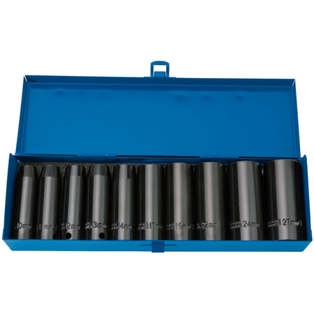 DRAPER Expert 10 piece 1/2in. Sq. Dr. Draper Expert HI-TORQ ; Metric Deep Impact Socket Set: Model No.410/10MMC
