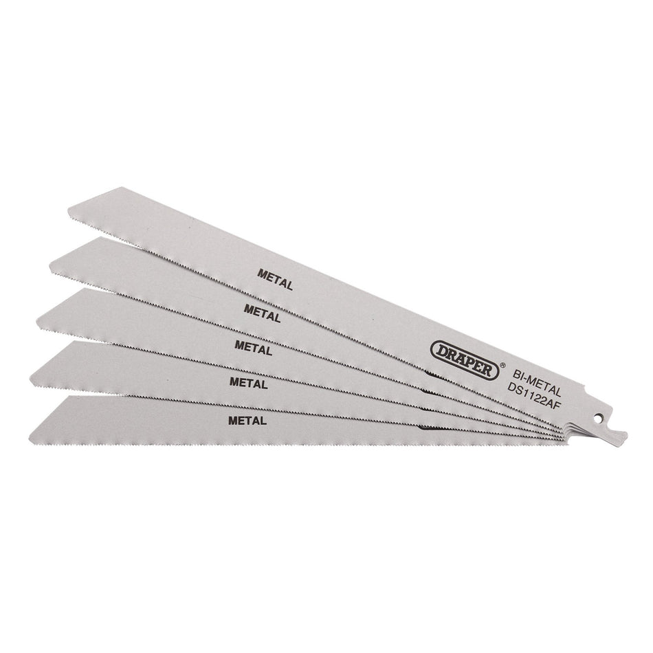Bi-metal Reciprocating Saw Blades for Metal Cutting, 225mm, 24tpi (Pack of 5): Model No. DS1122AF