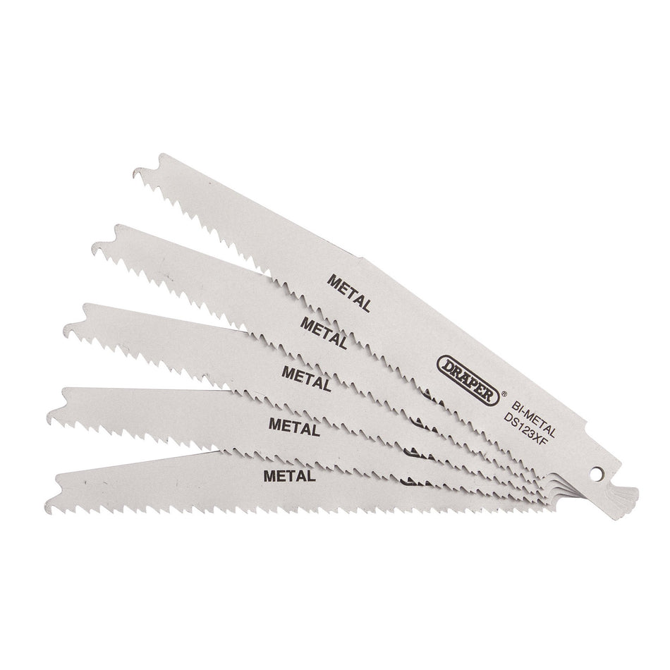 Bi-metal Reciprocating Saw Blades for Metal Cutting, 150mm, 8-14tpi (Pack of 5): Model No. DS123XF