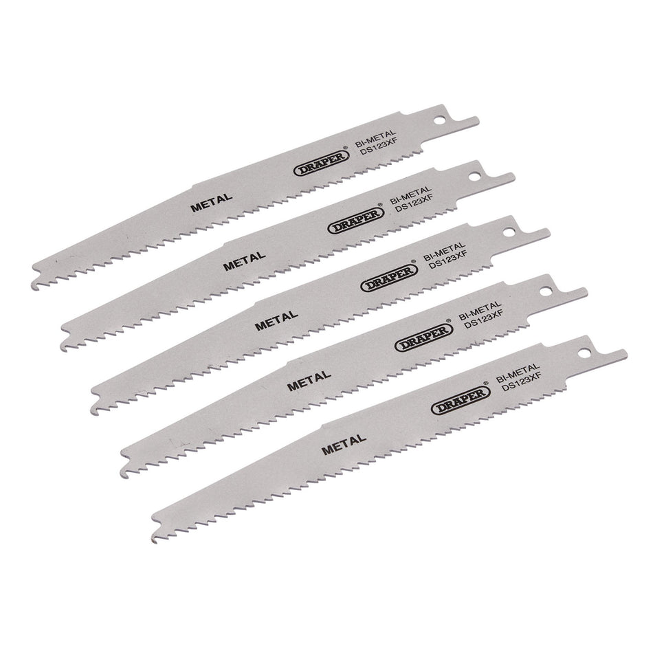 Bi-metal Reciprocating Saw Blades for Metal Cutting, 150mm, 8-14tpi (Pack of 5): Model No. DS123XF