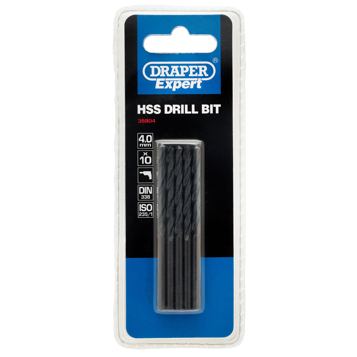 DRAPER Expert 4.0mm HSS Drills Card Of 10: Model No.H29MC