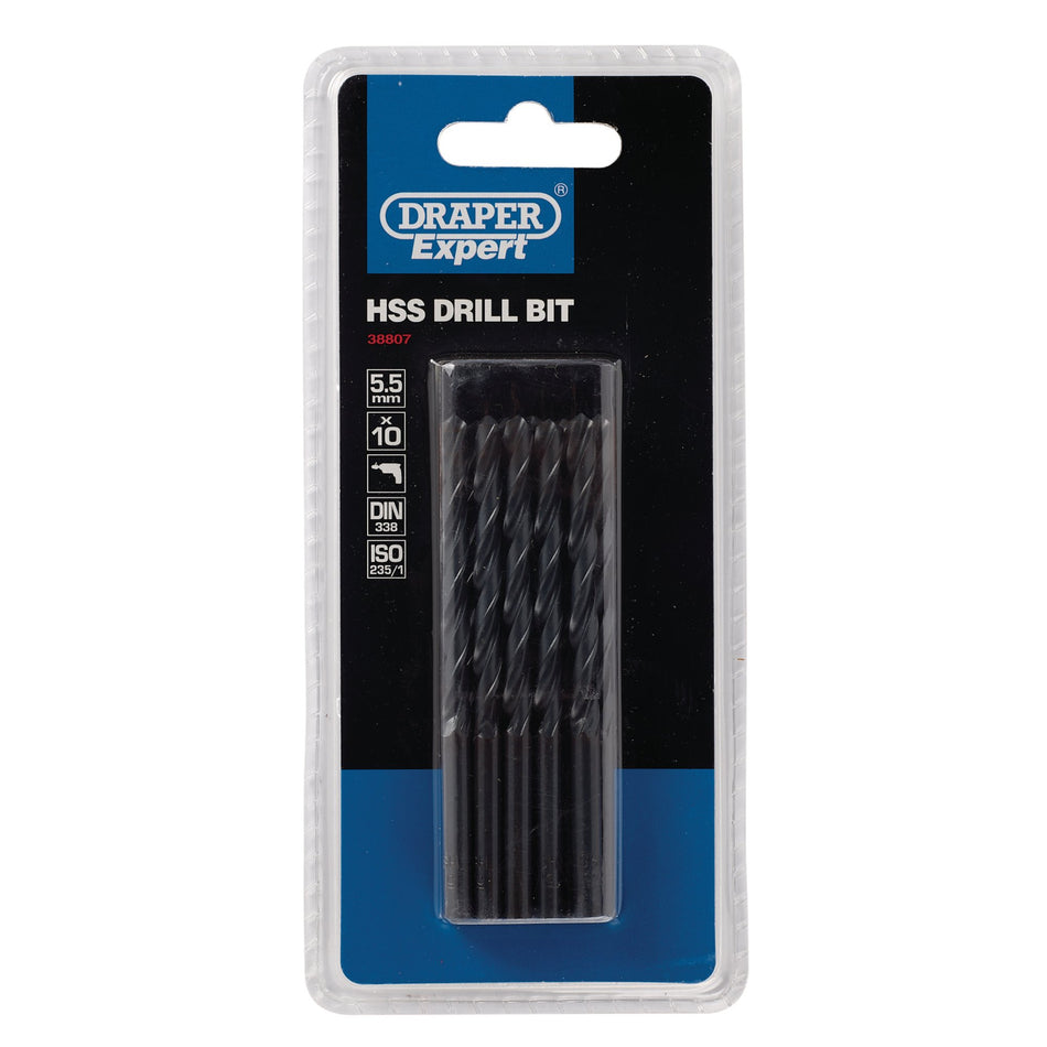 DRAPER Expert 5.5mm HSS Drills Card Of 10: Model No.H29MC