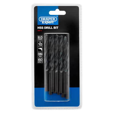 DRAPER Expert 8.0mm HSS Drills Card Of 10: Model No.H29MC