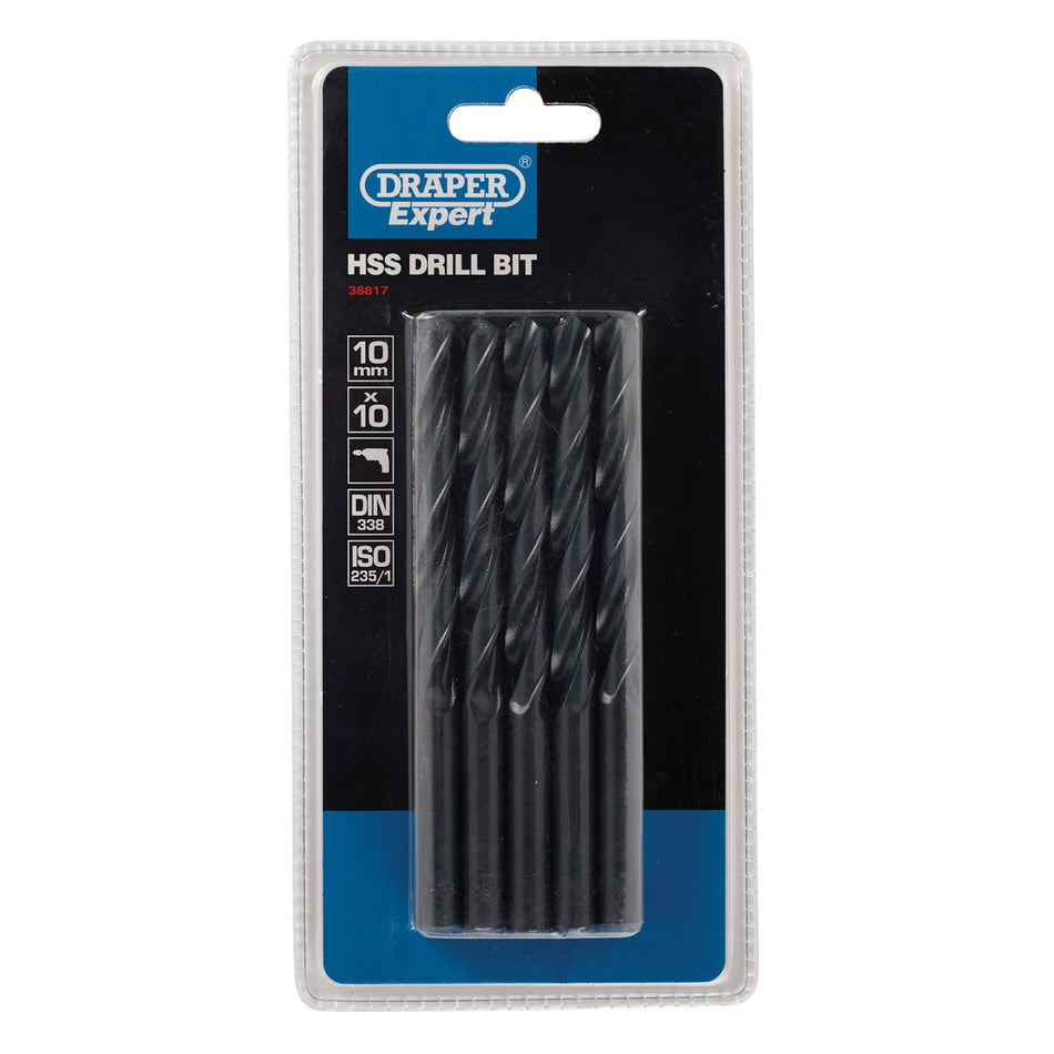 DRAPER Expert 10.0mm HSS Drills Card Of 10: Model No.H29MC
