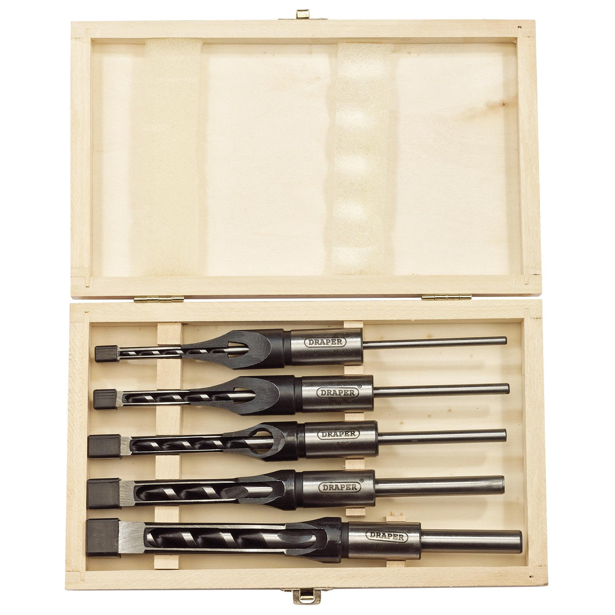 DRAPER 5 Piece Hollow Square Mortice Chisel and Bit Set: Model No.AWM/5