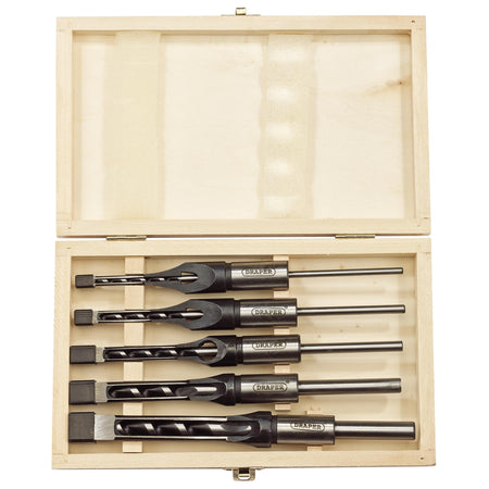 DRAPER 5 Piece Hollow Square Mortice Chisel and Bit Set: Model No.AWM/5